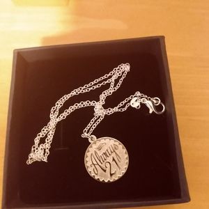 Sterling Silver Always 21 pendant necklace.